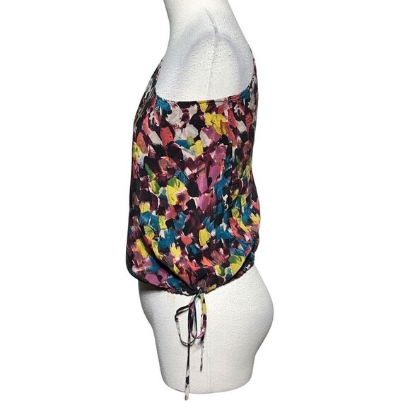 BCBGMAXAZRIA One Shoulder Abstract Print Silk Blouse Size XSmall - Picture 2 of 5